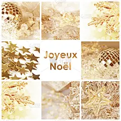 广场贺卡快乐的noel，拼贴与闪亮的装饰