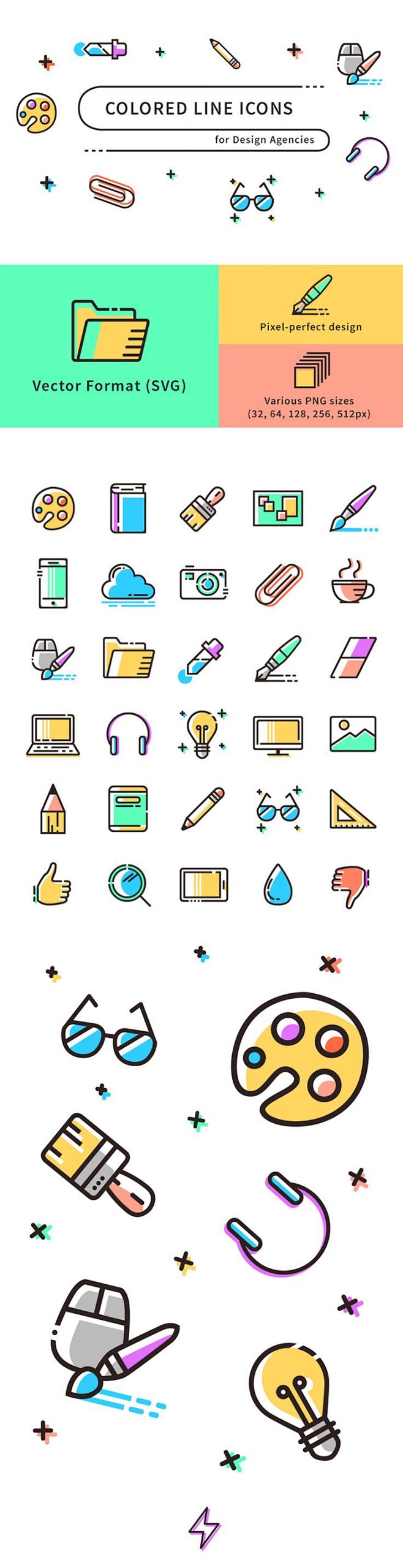 Colored Line Icons (...