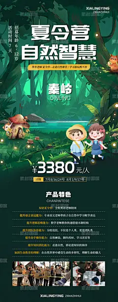 编号：207433 源文件下载-夏令营-自然智慧【素材国度】设计网- 海报 背景板 户外 夏令营 儿童 旅游 研学 拓展 自然 森林 秦岭  简约 商业