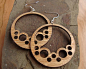 Sustainable Wooden Hook Earrings - Bubble Hoops - in Oak 木制耳环 橡木 红枫叶#手工# #木雕# ## #首饰#