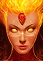 DOTA 2 LINA by ANG-angg female fire genasi  demon devil crystal gem ruby jewel flame armor clothes clothing fashion player character npc | Create your own roleplaying game material w/ RPG Bard: www.rpgbard.com | Writing inspiration for Dungeons and Dragon