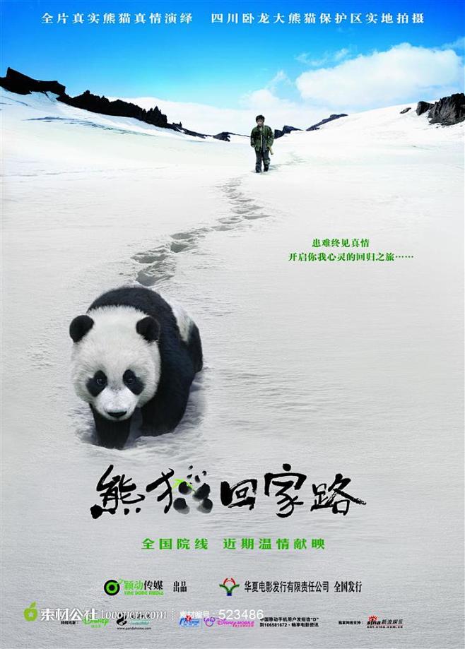 纪录片熊猫回家路电影海报分层素材