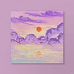 油画棒四宫格·日落晚风