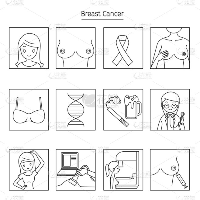轮廓,计算机图标,乳癌,人,女人,女孩,...