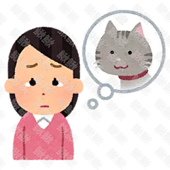 女主人思念想念丢失去世的小狗狗猫咪小猫手绘卡通插画手绘png儿童插画免扣素材1