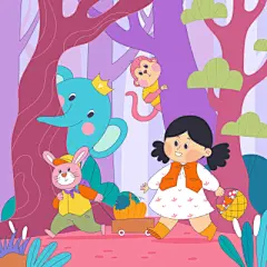 卡通可爱手绘儿童动物奇幻童话绘本故事书配图插画ai矢量设计素材-淘宝网