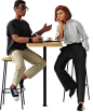 3D man and woman working at the table Illustration in PNG, SVG
