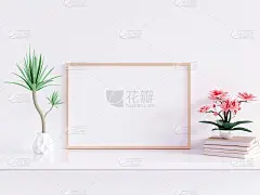 现代明亮的室内与空框架。3D渲染3D插图