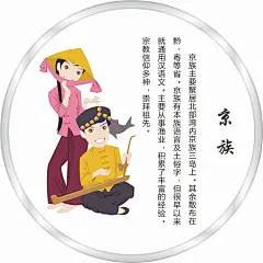 五十六个民族人物及简介矢量图京族