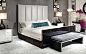 MACASSAR EBONY BED WITH INLAID UPHOLSTERY ART 541-H