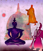 瑜珈,莲花坐式,宗教,佛教,松弛练习_56983436_Buddhist monk ,statue & stupor_创意图片_Getty Images China