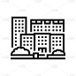 住宅小区公寓建筑线图标矢量插图