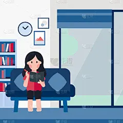 COVID-19运动的社交距离。居家预防新冠肺炎。女孩在家的活动。自我隔离。