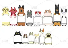 狗和猫站在卡片上