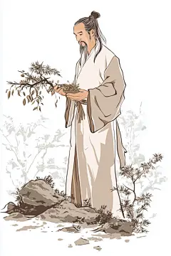 中医形象水墨风人物插画