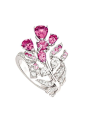 Chanel's Plume Enchantée ring in 18K white gold set with 36 brilliant-cut diamonds, one pear-cut diamond, four pear-cut pink sapphires, one brilliant-cut pink sapphire and 10 fancy-cut pink sapphires.   - ELLE.com: 