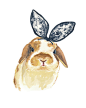 Bunny Rabbit Watercolor PRINT - Rabbit Ears, 8x10 Painting, Watercolour Animal