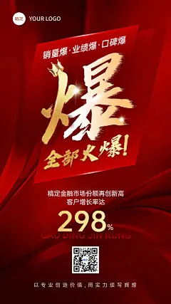 金融行业促销活动喜报大字报手机海报AIGC