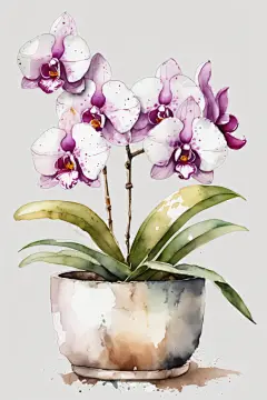 花卉盆景花束兰花插画图片