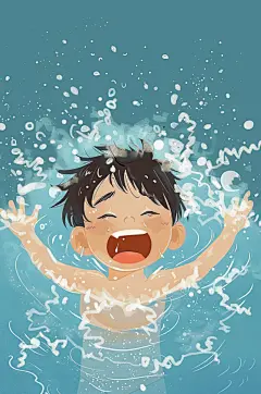 AI数字艺术夏季防溺水插画