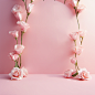 A clean pink background, arches, many light roses, the overall color is light pink, fresh, photography, maximum resolution, maximum perfectionism, realistic composition, professional photography, skilled technology, best quality, perfect results, best cla