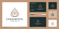 Luxury leaf and drop with line art style. cbd oil, marijuana, cannabis logo design and business card. Premium Vector
