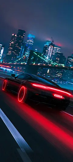 跑车 灯光 城市 全屏手机壁纸1080x2400_彼岸手机壁纸