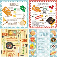 手绘创意平面菜单模板 烹饪美食海报设计矢量素材eps-淘宝网