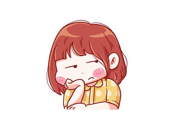 卡通可爱小女孩插画托腮苦恼矢量图素材