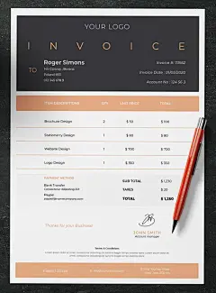 Invoice Template AI, EPS, PSD