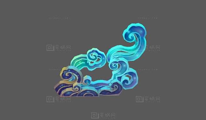 雕刻水花，海浪造型栏杆 - 场景模型 蛮蜗网