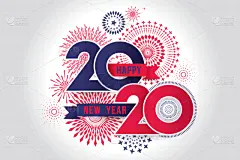 2020,新年前夕,请柬,事件,贺卡,倒计时,一月,节日,绘画插图,新的