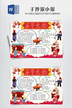 春节文化大气手抄报