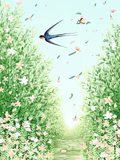 AI数字艺术春分立春二十四节气插画