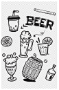啤酒节喝酒饮品奶茶果汁酒桶涂鸦卡通啤酒