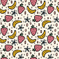 Bananas and strawberries seamless pattern