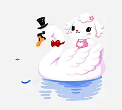 白天鹅上的小兔子 页面网页 平面电商 创意素材
