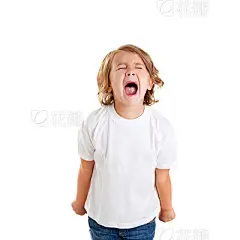children kid screaming expression on white