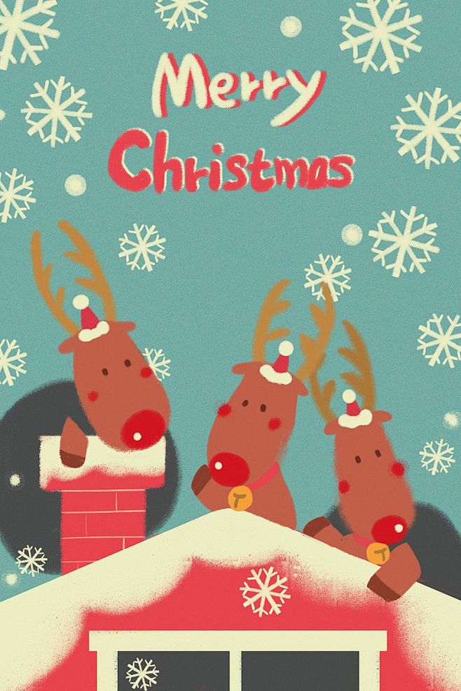 圣诞麋鹿圣诞节圣诞树插画