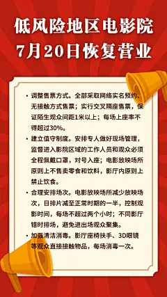 电影院开放防护通知手机海报