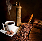 香浓的咖啡与咖啡豆高清摄影图片 - 素材中国16素材网