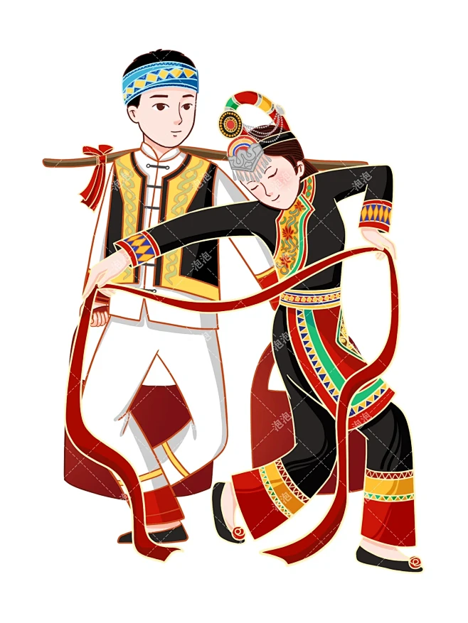 国潮插画 | 少数名族 | 畲族-花瓣网