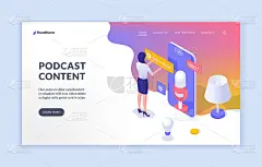 为播客选择内容。主持人准备数字广播设备