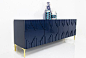 Manhattan Credenza in Navy | ModShop cabinet detail  #colorfurniture: 