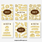 Colección de tarjetas de panadería dibujadas a mano