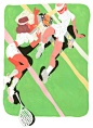 Wimbledon : Personal gouache drawing inspired by tennis fashion and diner lunches.