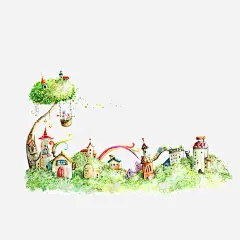 水彩手绘插画高清素材 卡通 手绘 插画设计 水彩 童话故事 风景 免抠png 设计图片 免费下载