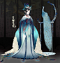 #奇迹暖暖# 自设套装—孔雀主题，原色是蓝色+蓝红是染色版，最后一张是凑格。 ​​​​