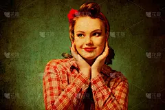 漂亮的海报女郎在复古50年代的风格