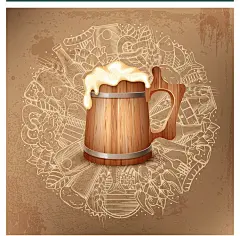 复古美式矢量EPS精酿啤酒文化墙底纹背景啤酒桶酒杯LOGO矢量素材-淘宝网